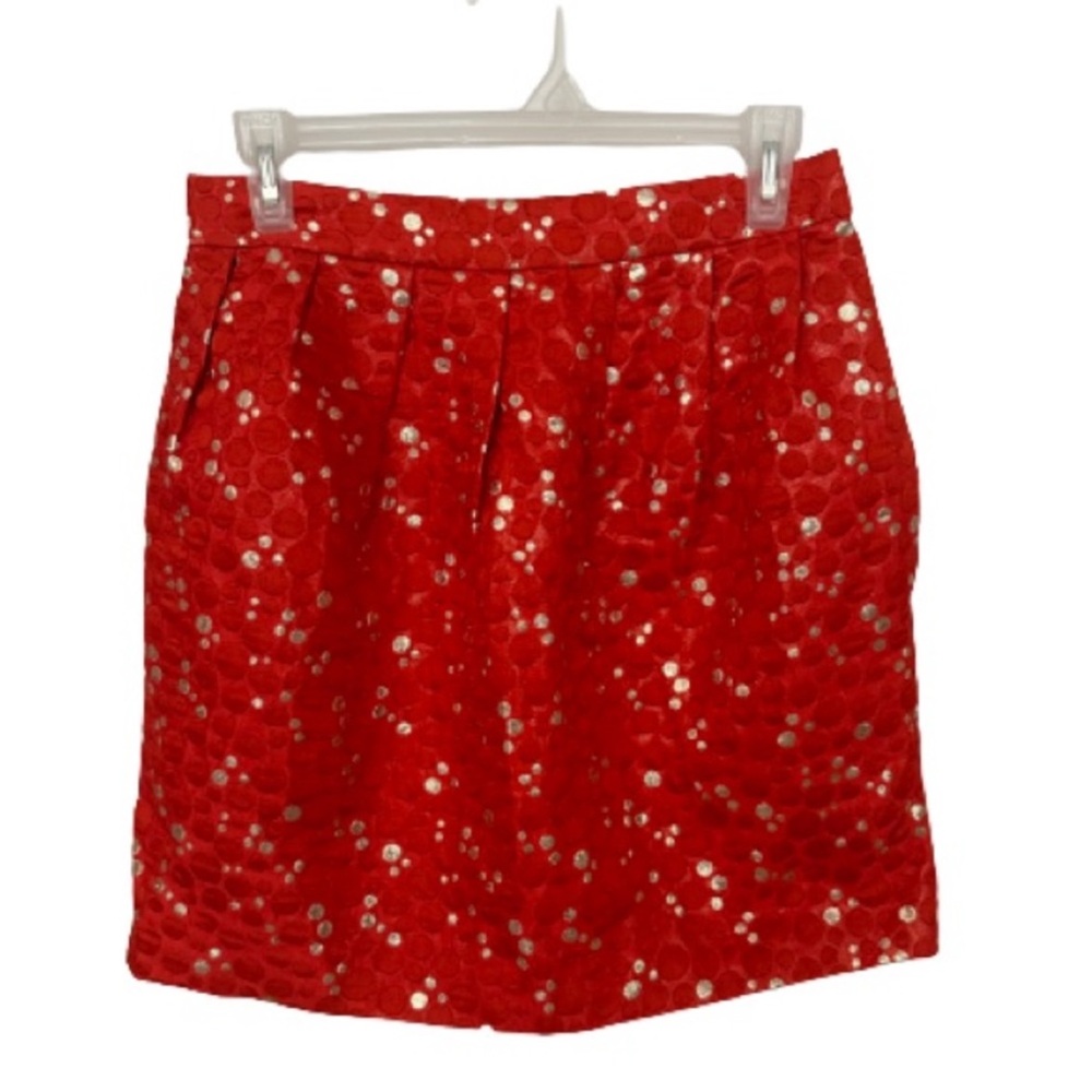 NWOT Lauren Moffatt x Anthropologie Woman’s Skirt Crimson Red Metallic Gold